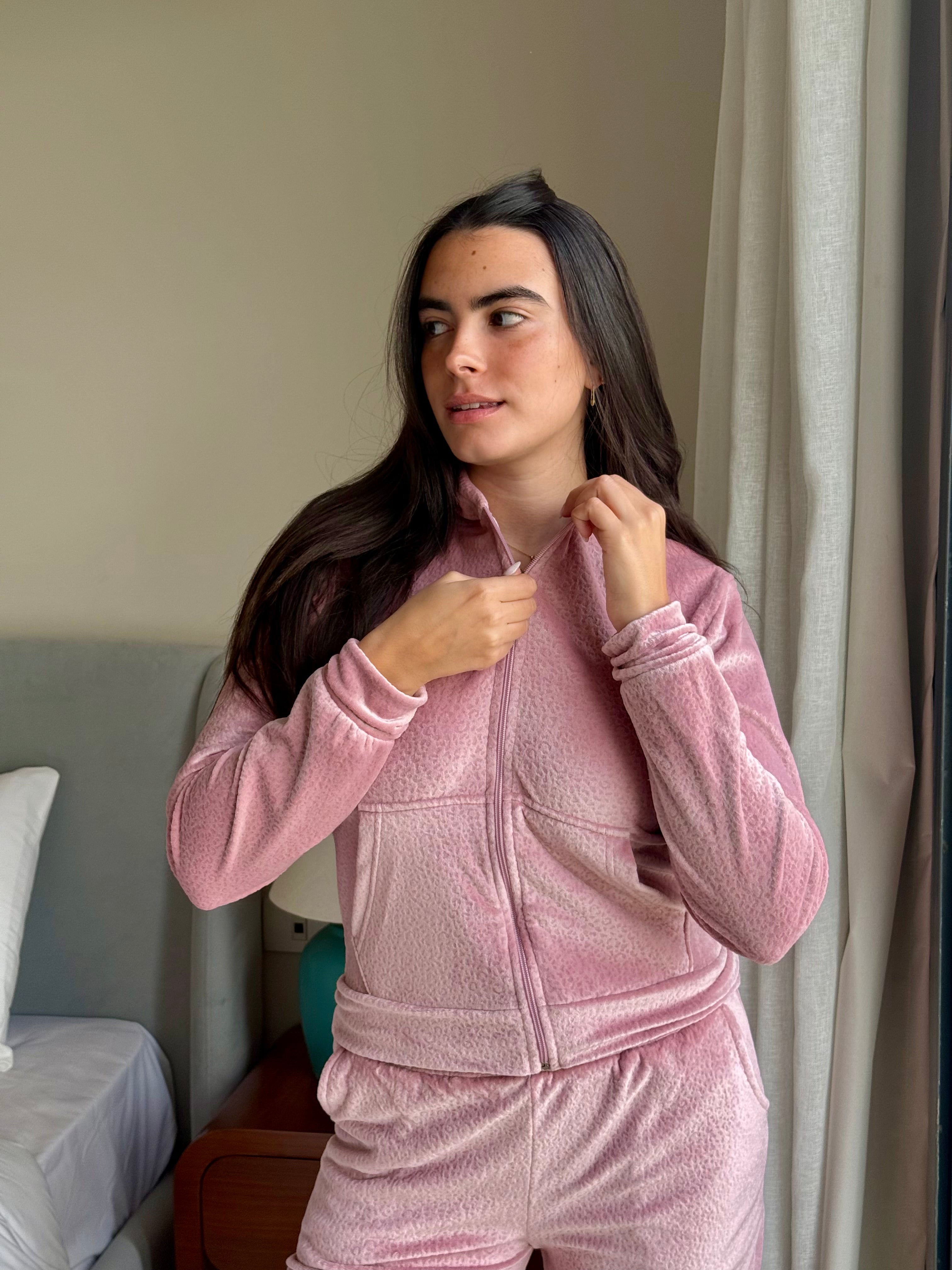 Velvet Zipper Pajama Set