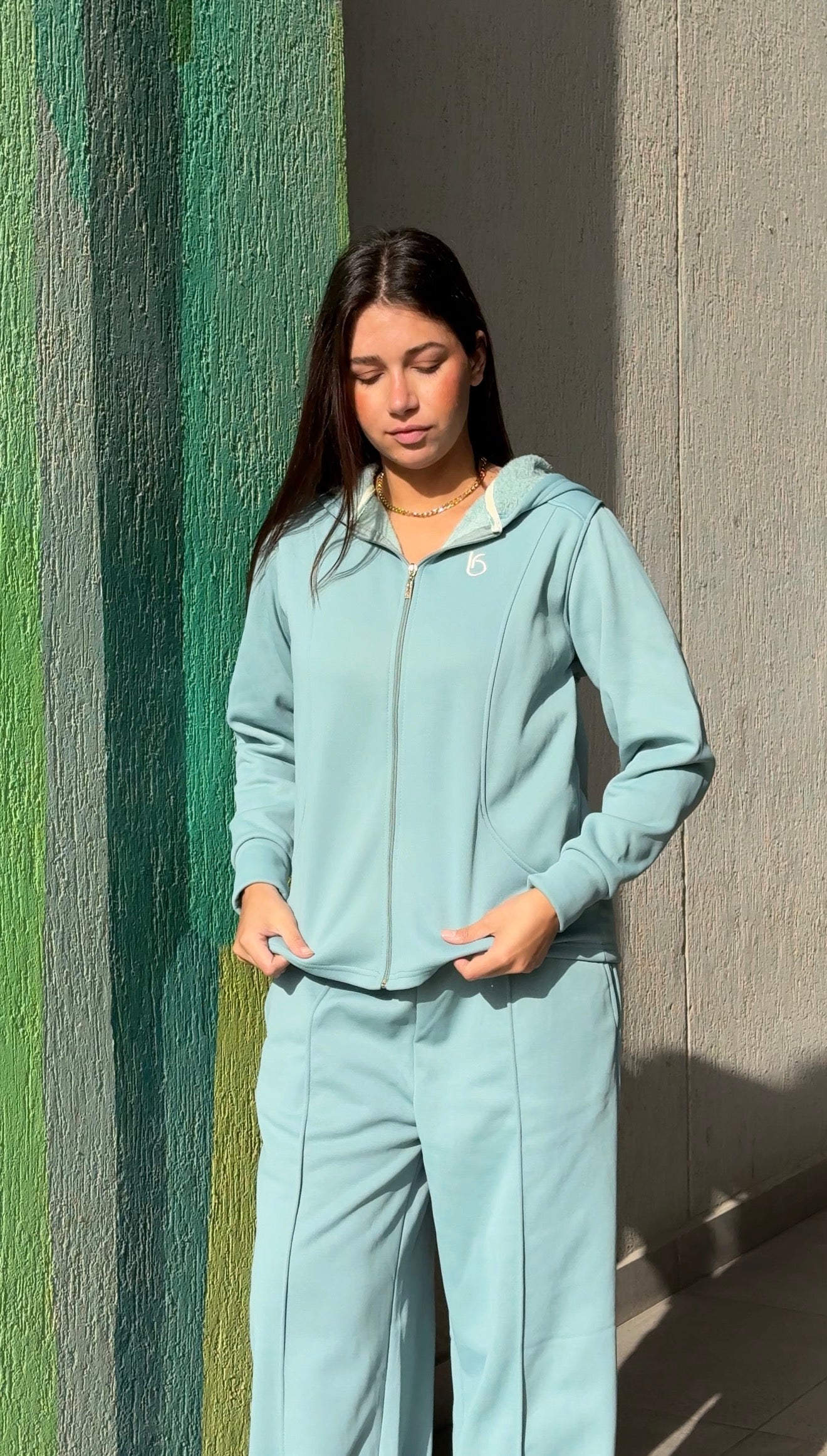 Baby Blue Zipper Pajama Set