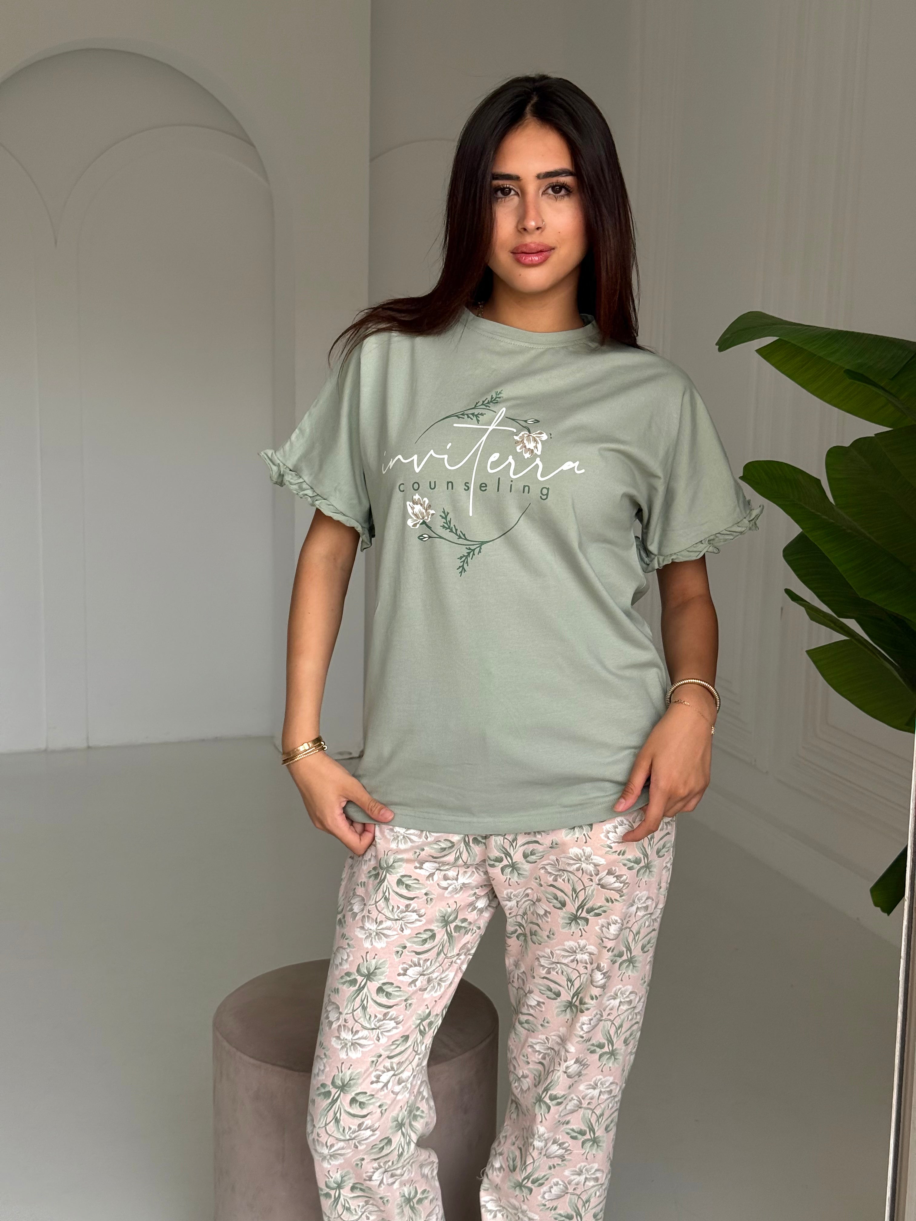 "Floral Mint Pajama Set"