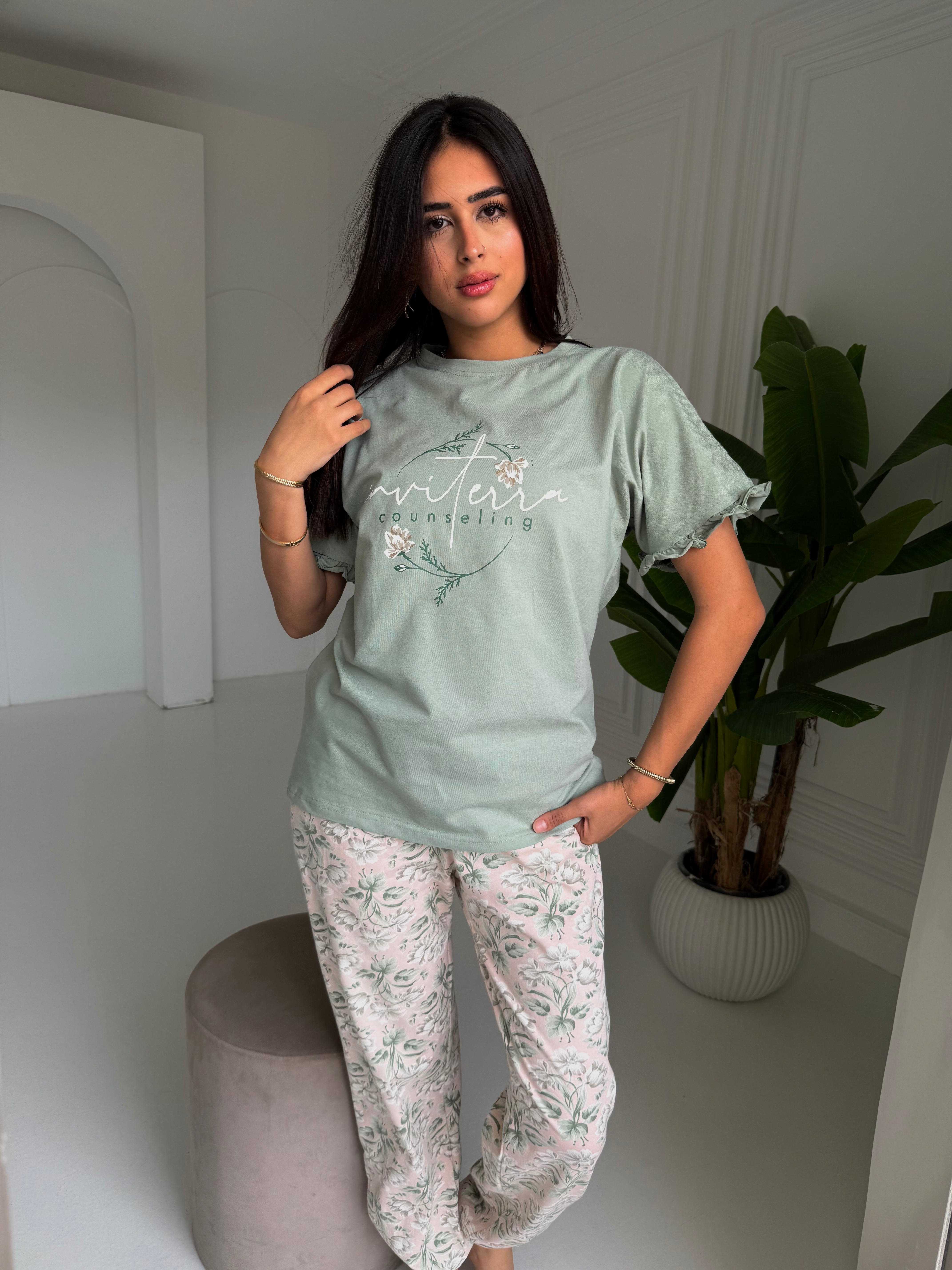"Floral Mint Pajama Set"