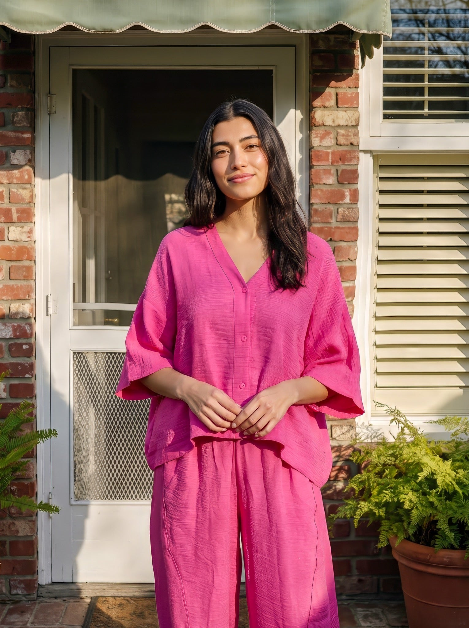Fuchia Linen Set