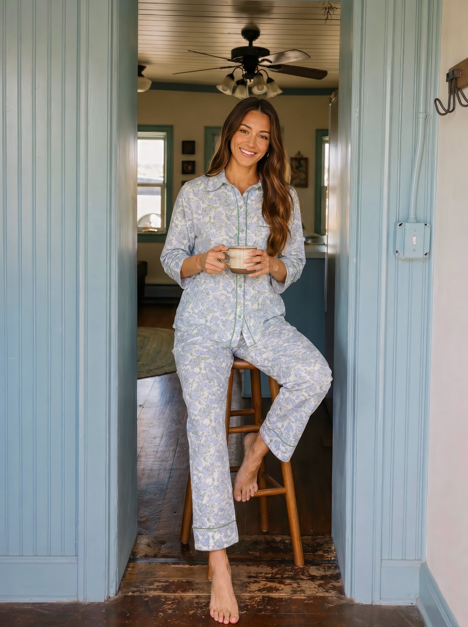 BabyBlue Buttoned Pajama Set
