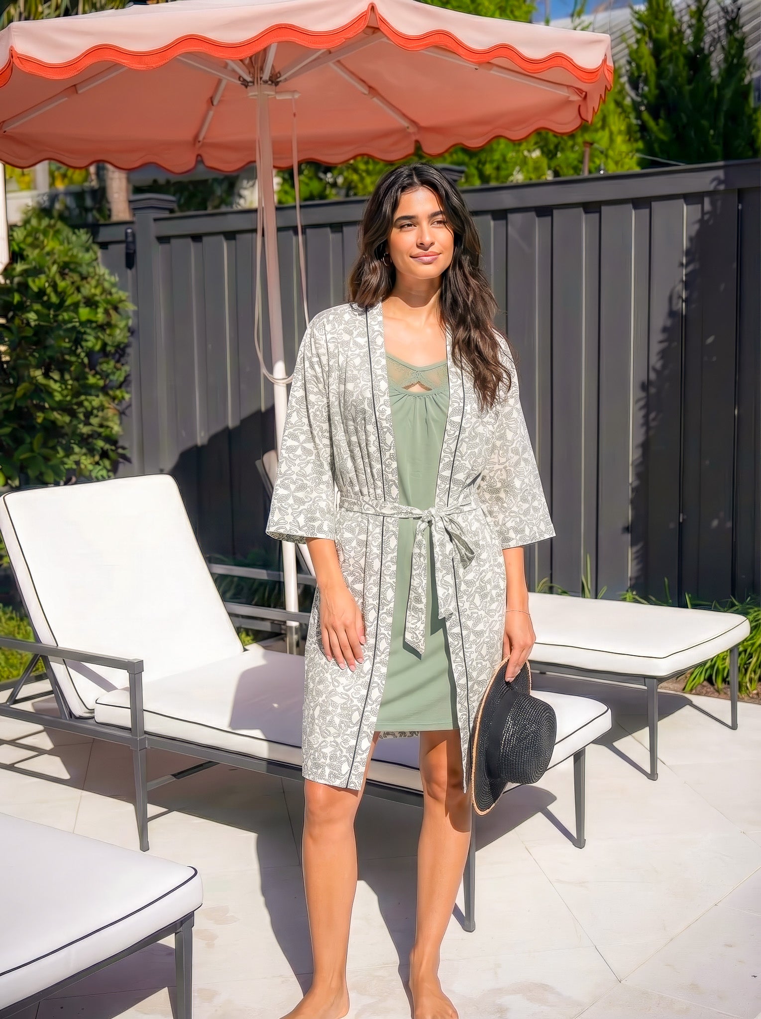 "Sage bloom" Night Shirt With Robe