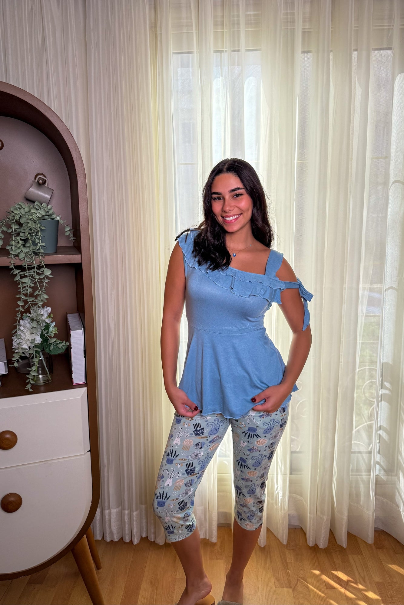 Off Shoulder Pajama Set