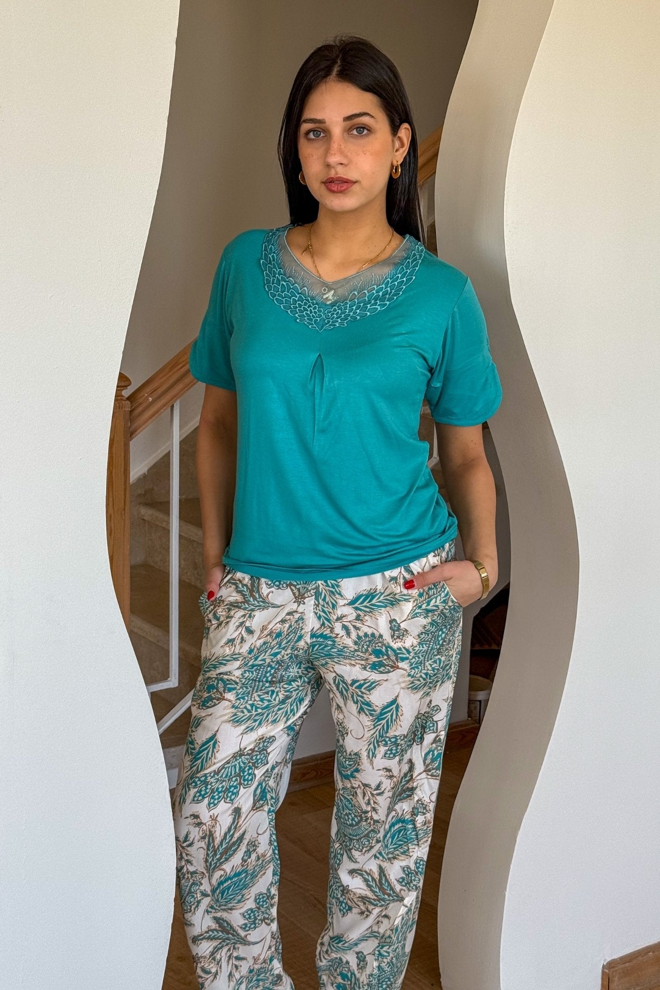 Floral blue Pajama Set