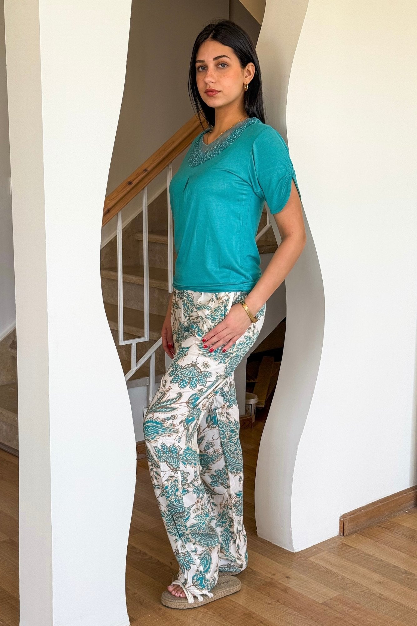 Floral blue Pajama Set