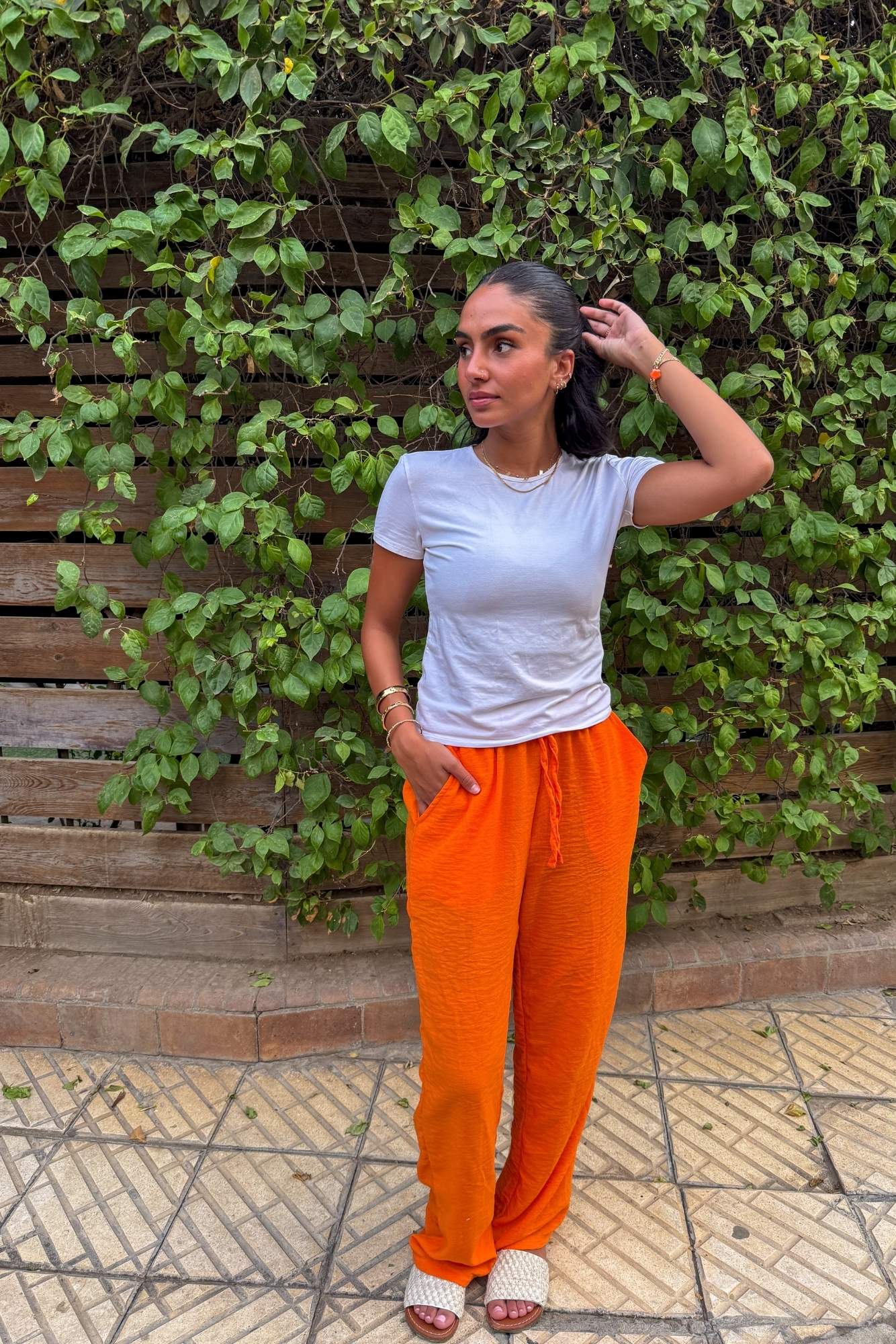 Orange  Linen Pants