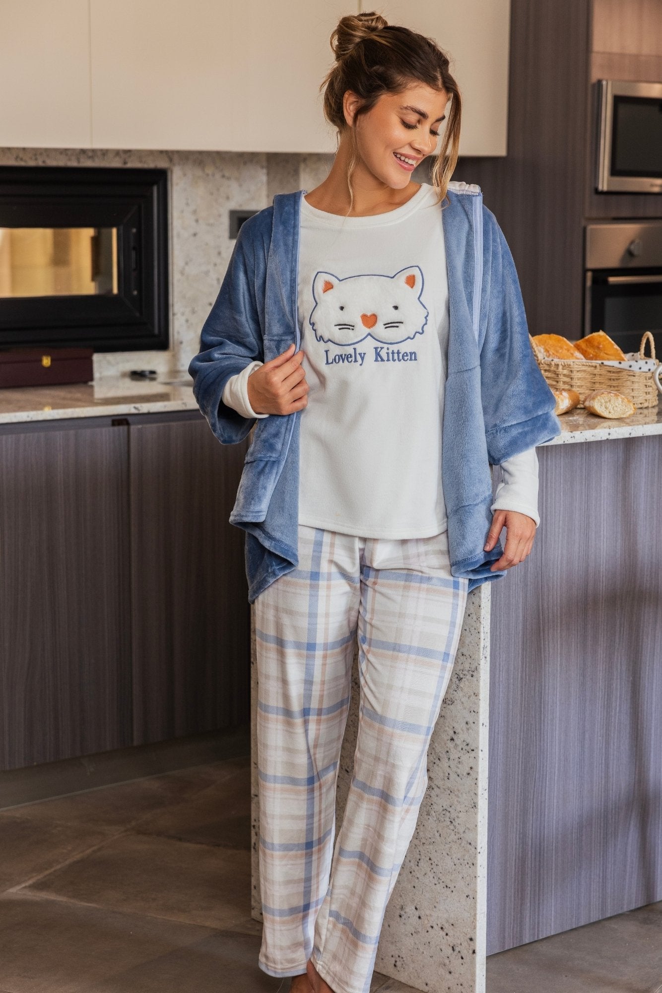 "Lovely Kitten" 3Pcs Pajama Set
