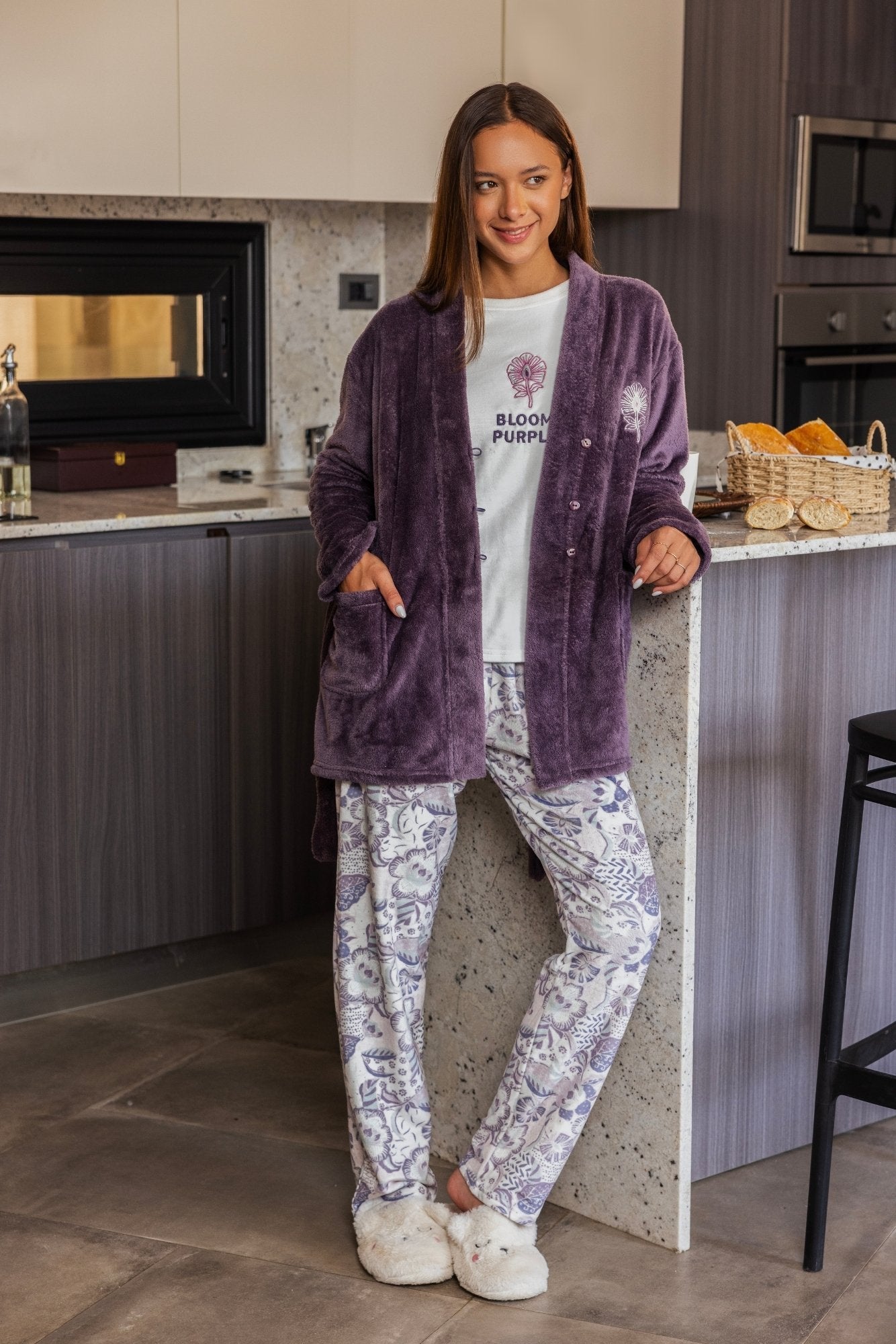"Bloom Purpl" 3pcs Pajama Set