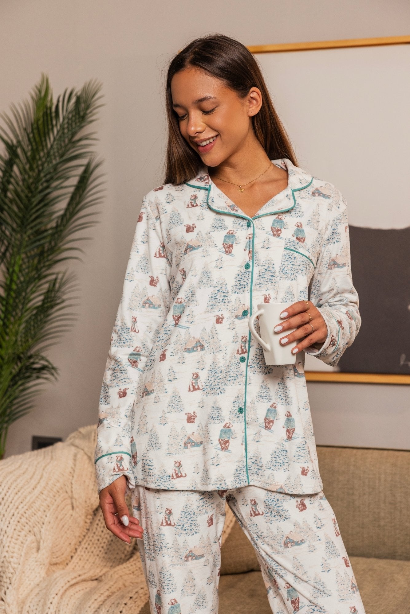 Buttoned Snow Pajama Set