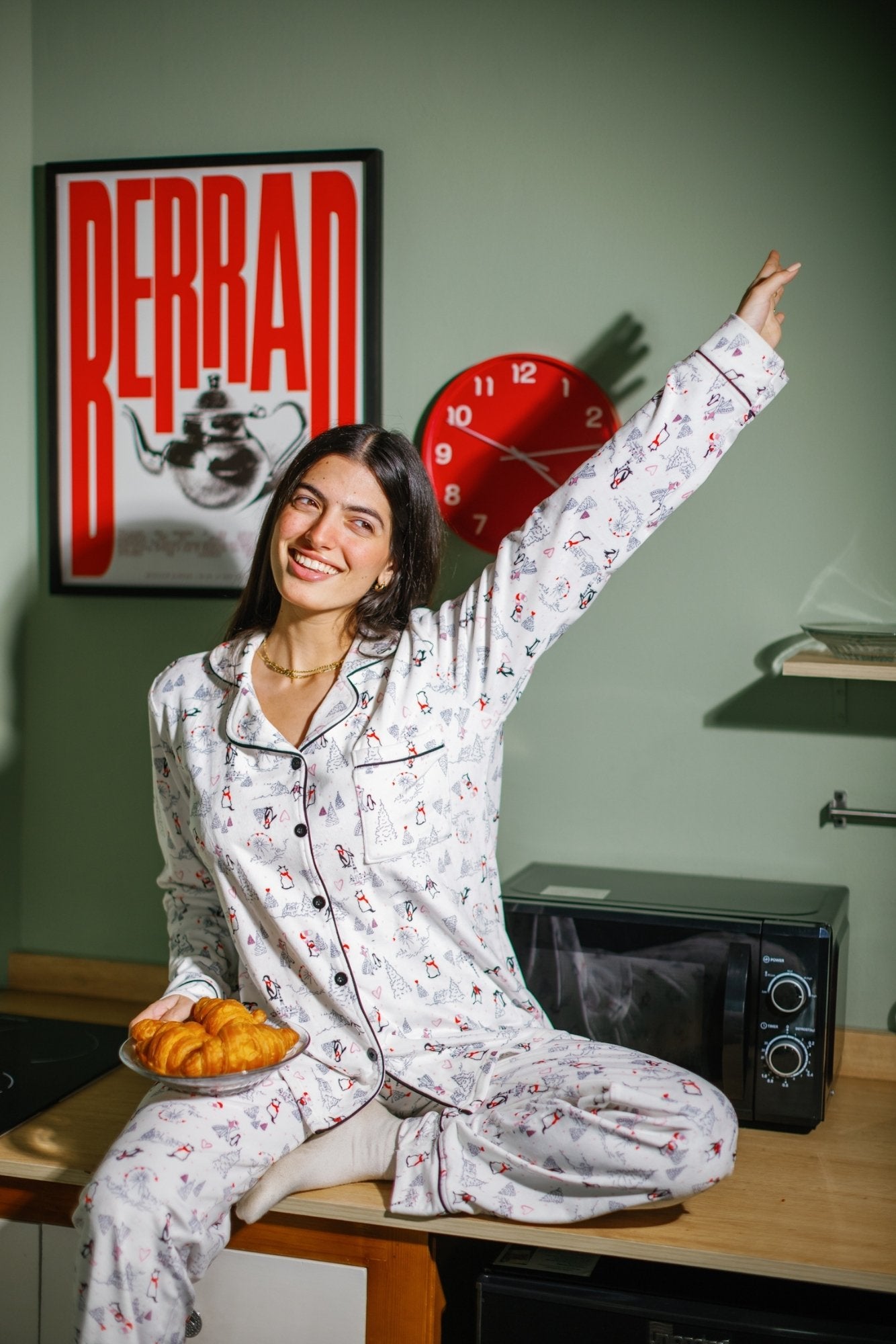 Snowy Button Pajama Set