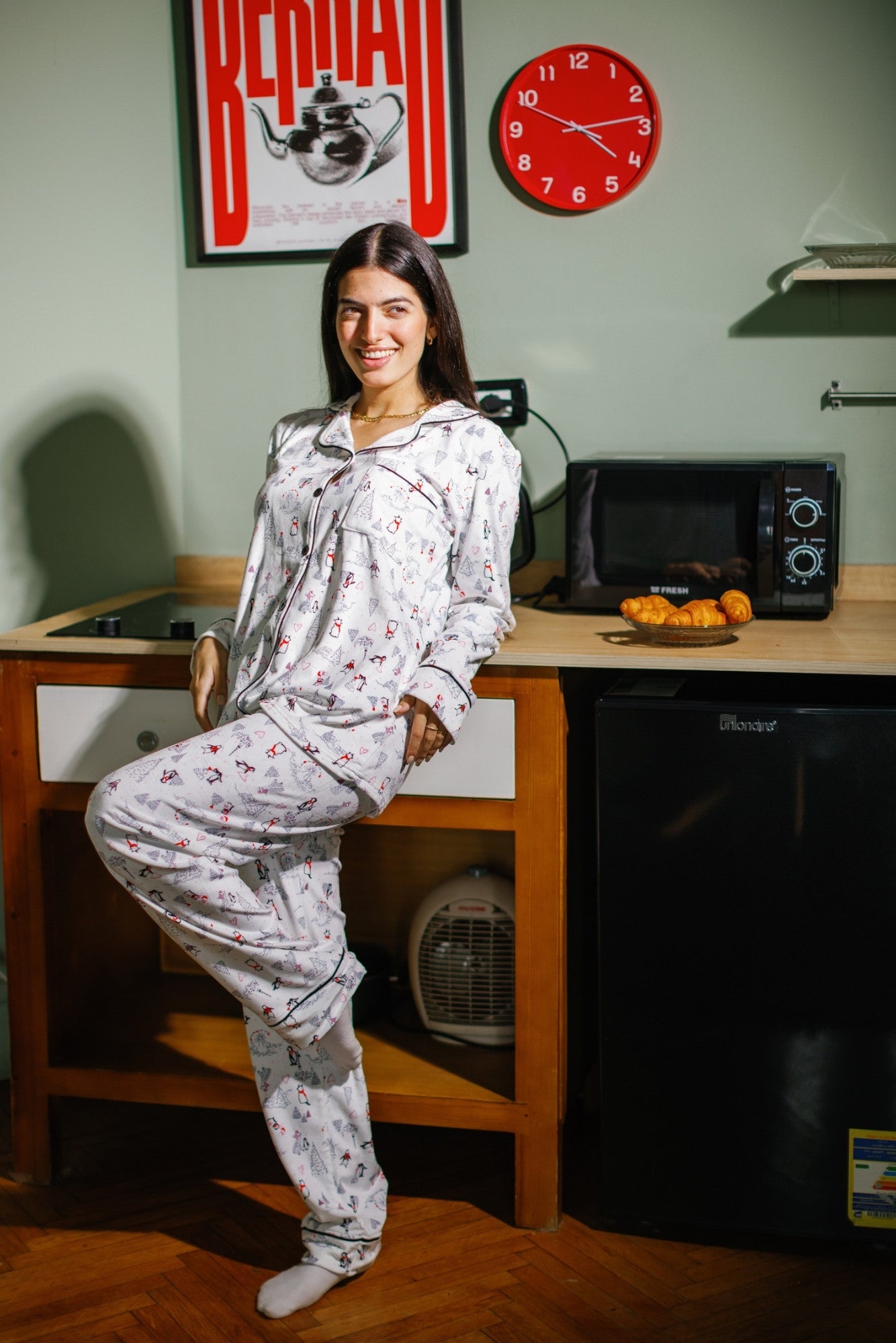 Snowy Button Pajama Set