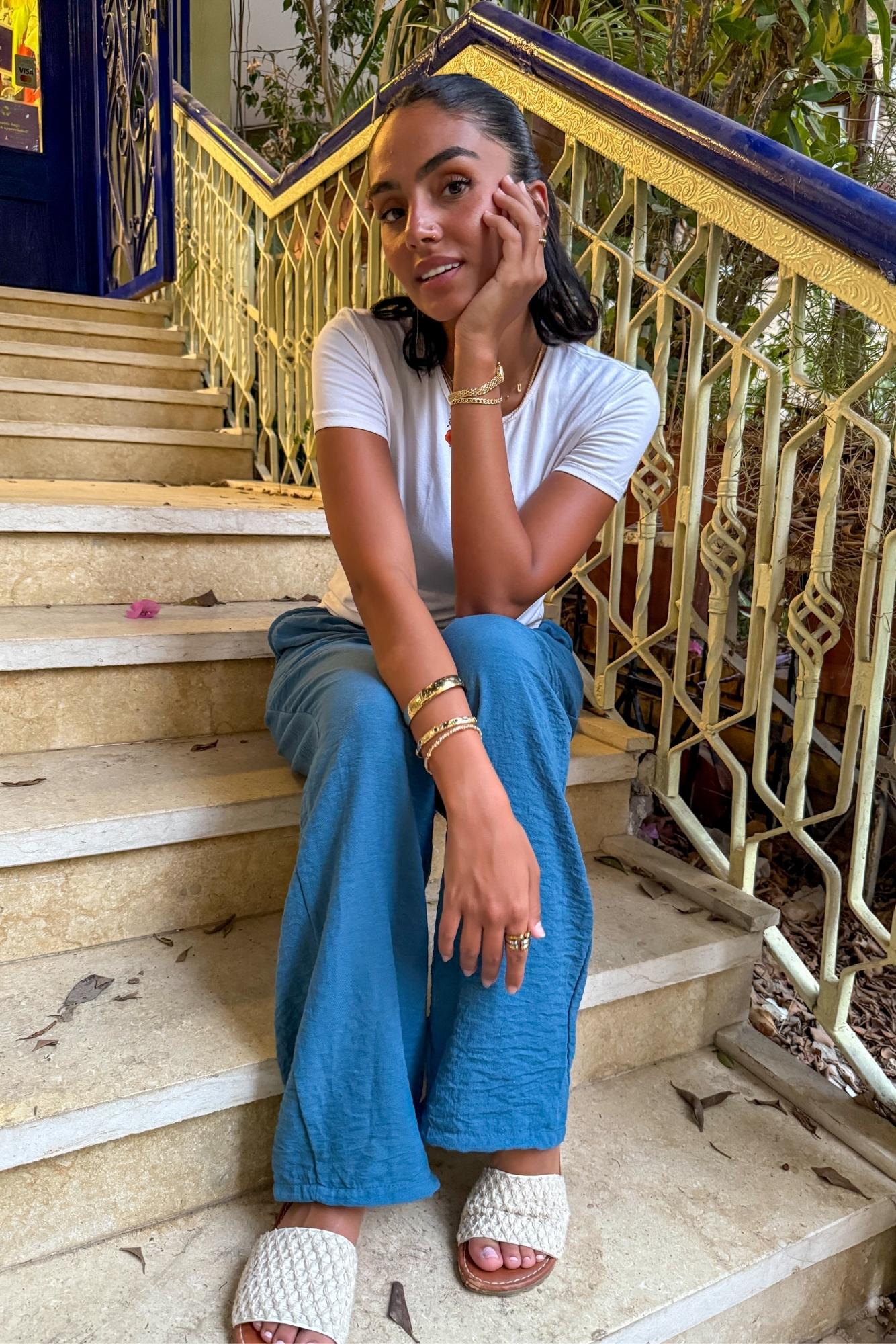 Turquoise  Linen Pants