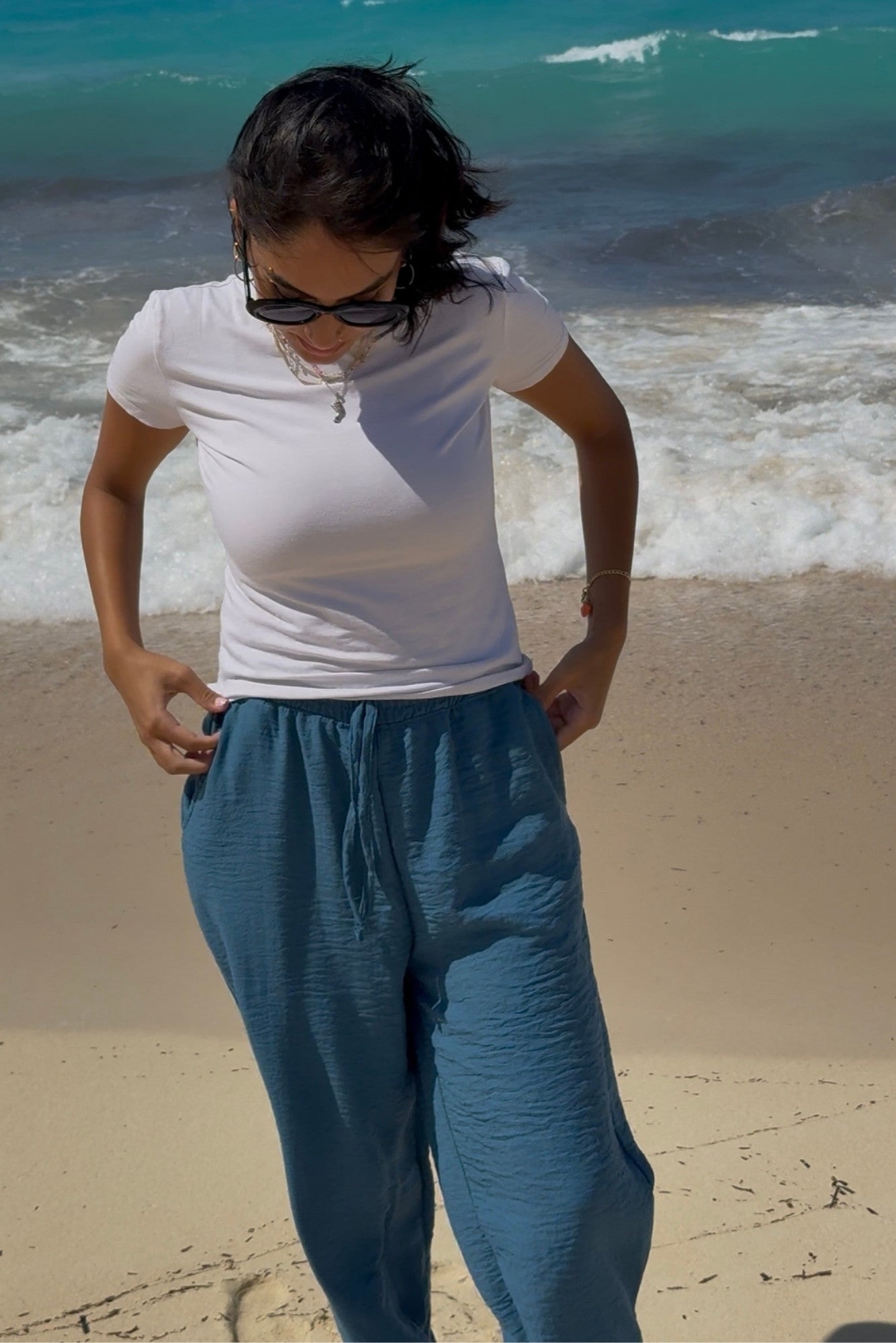 Turquoise  Linen Pants
