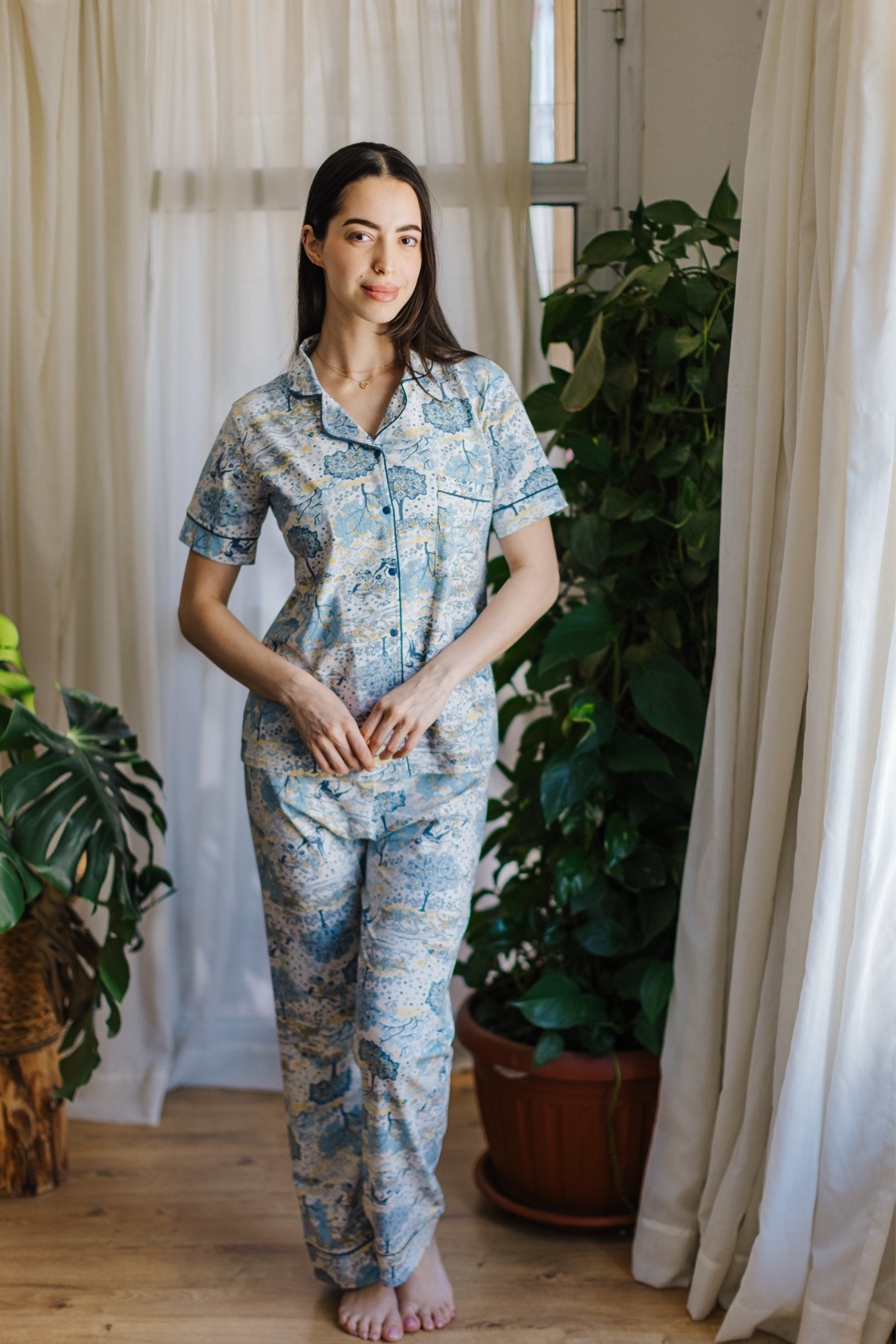 Patterned light blue Pajama Set