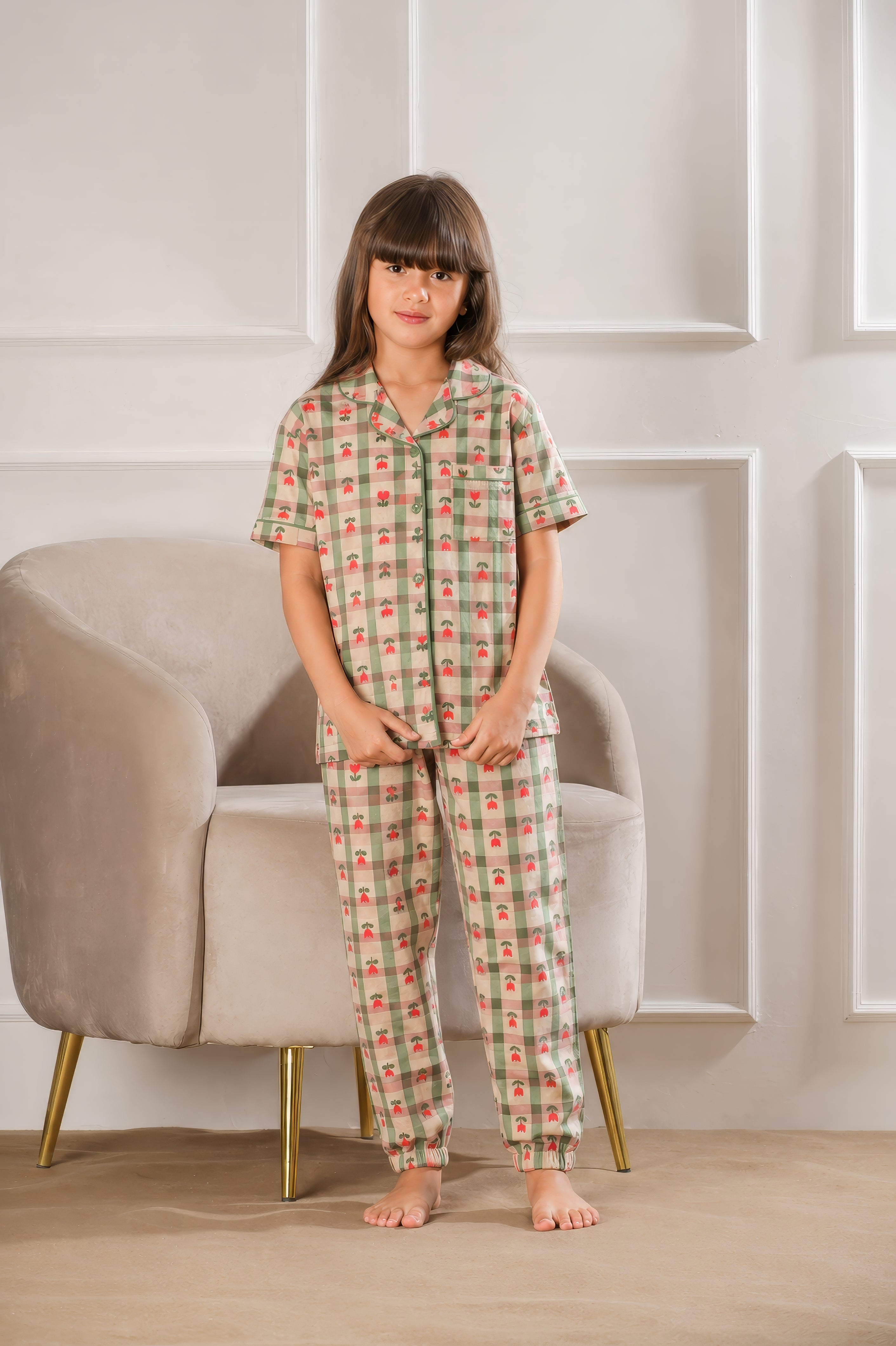 Tulip Check Pajama Set