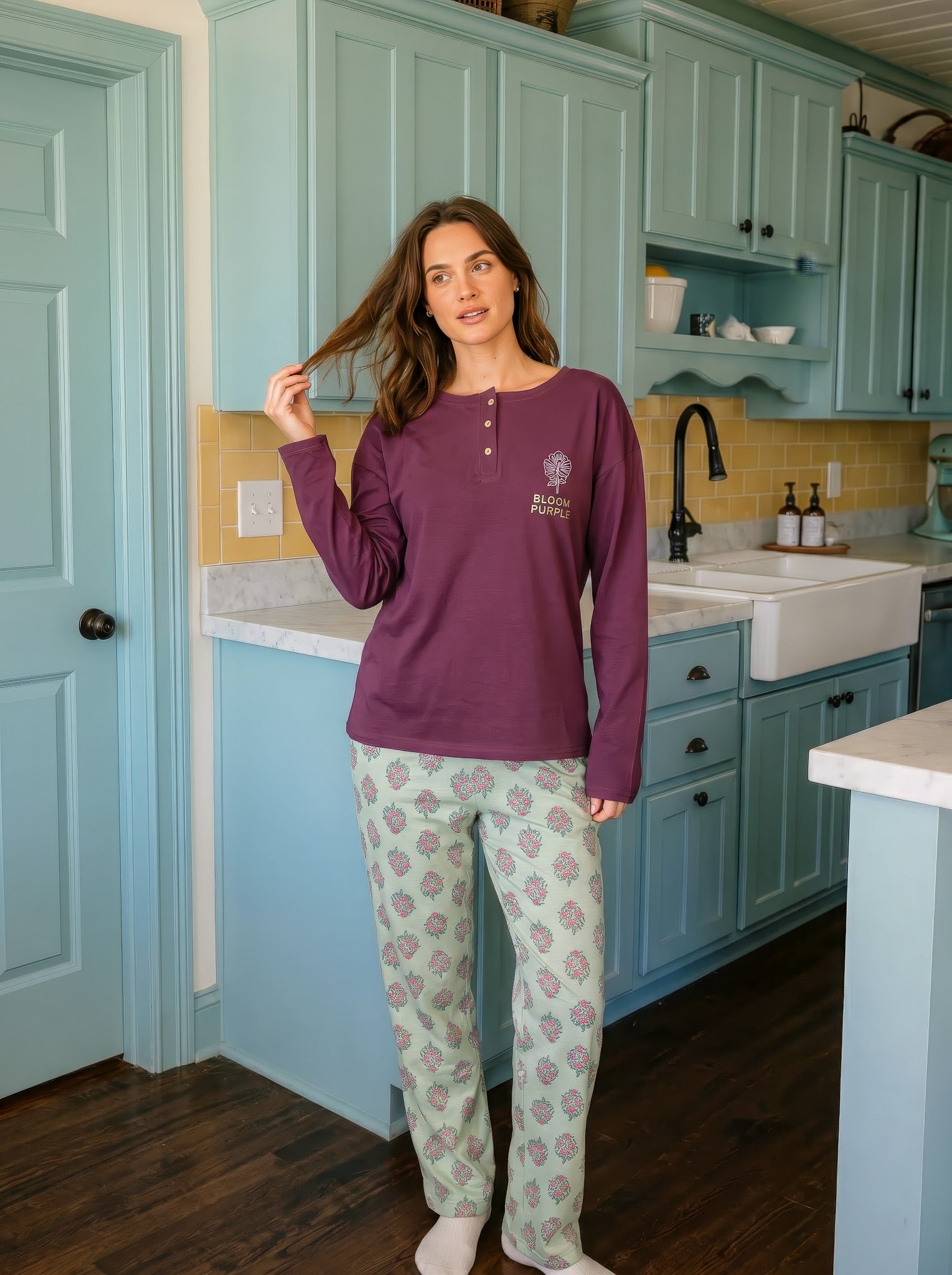 "Bloom Purple" Pajama Set