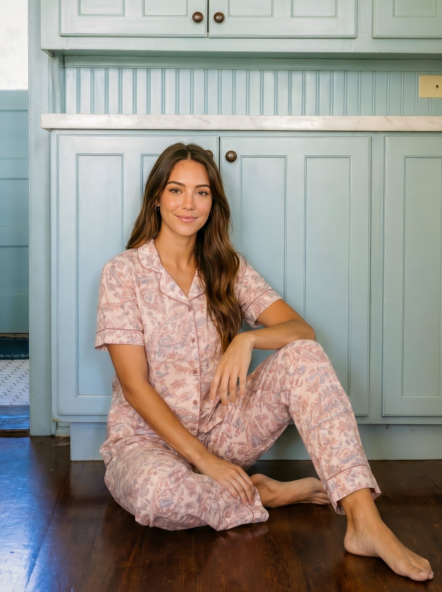 Flowers Buttoned Pajama Set