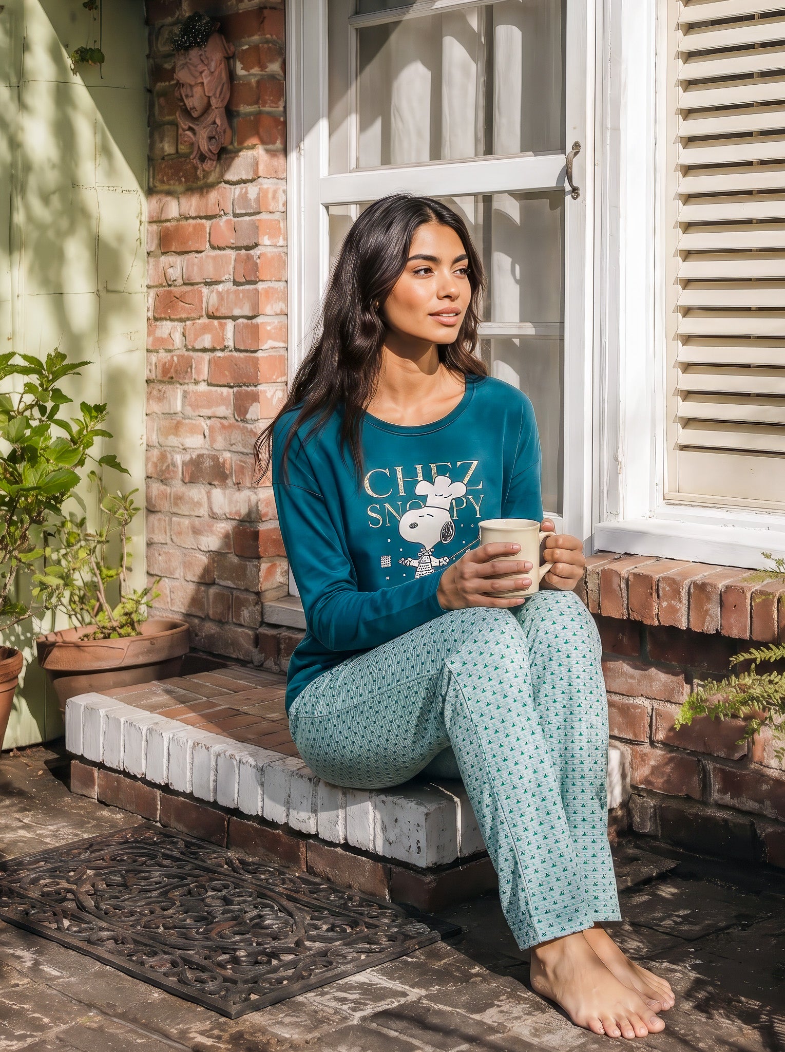 "Chez Snoopy" Pajama Set