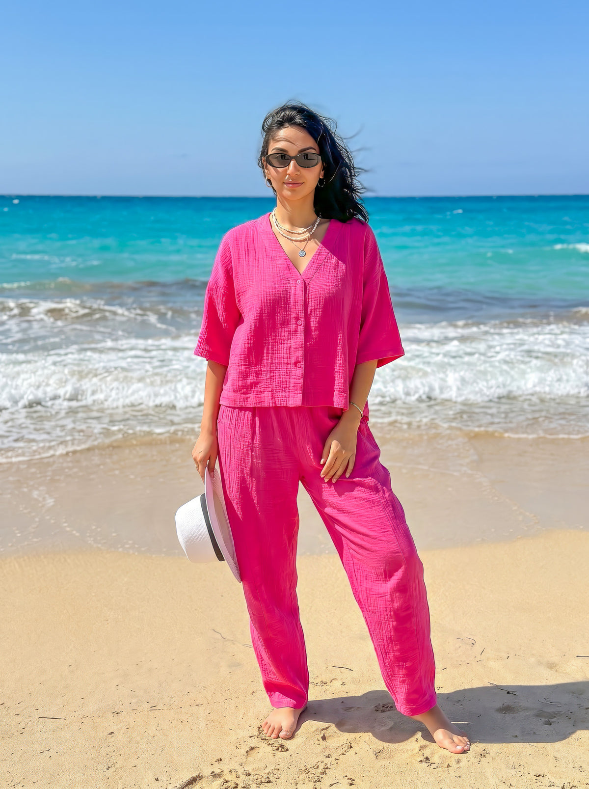 Fuchia Linen Set