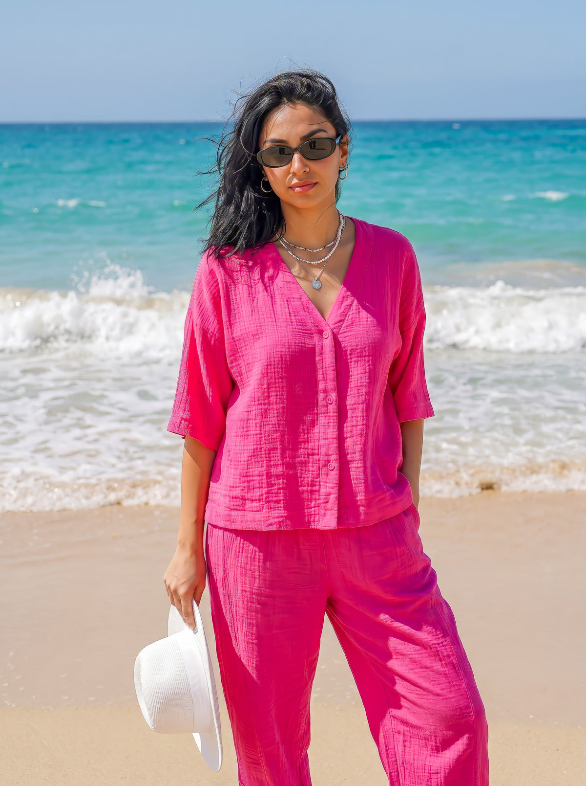 Fuchia Linen Set