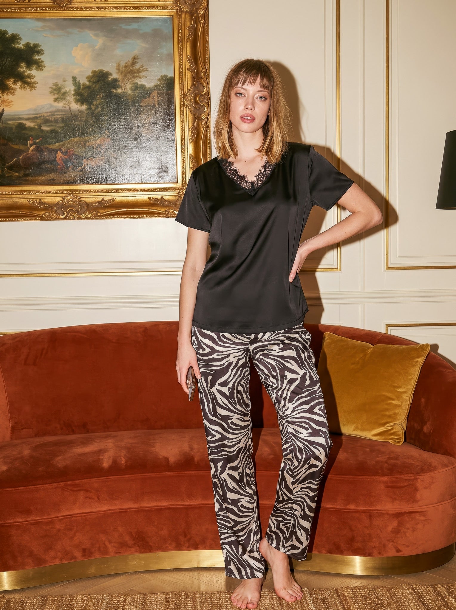 Zebra Satin Pajama Set