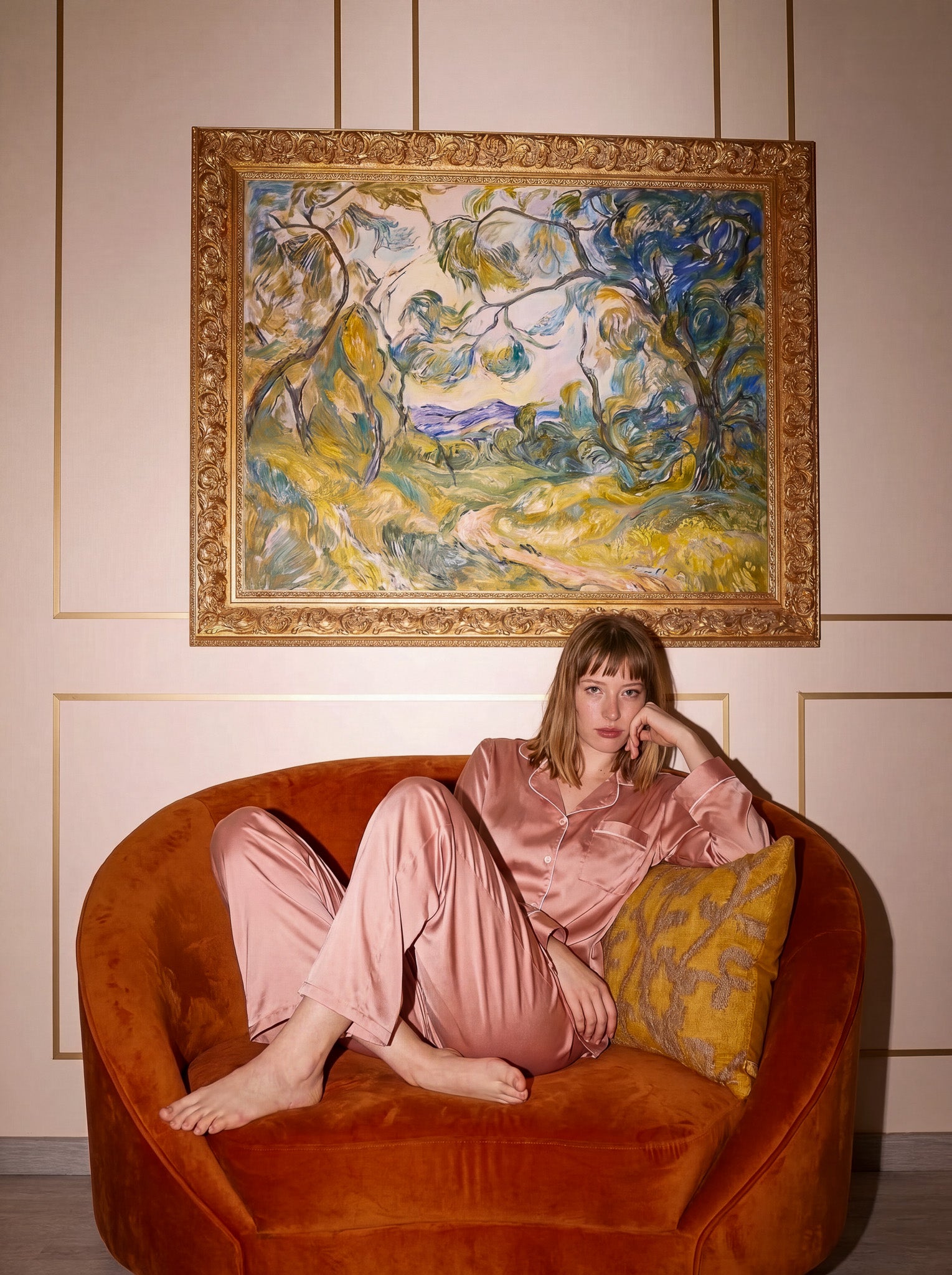 Blush Satin Pajama set