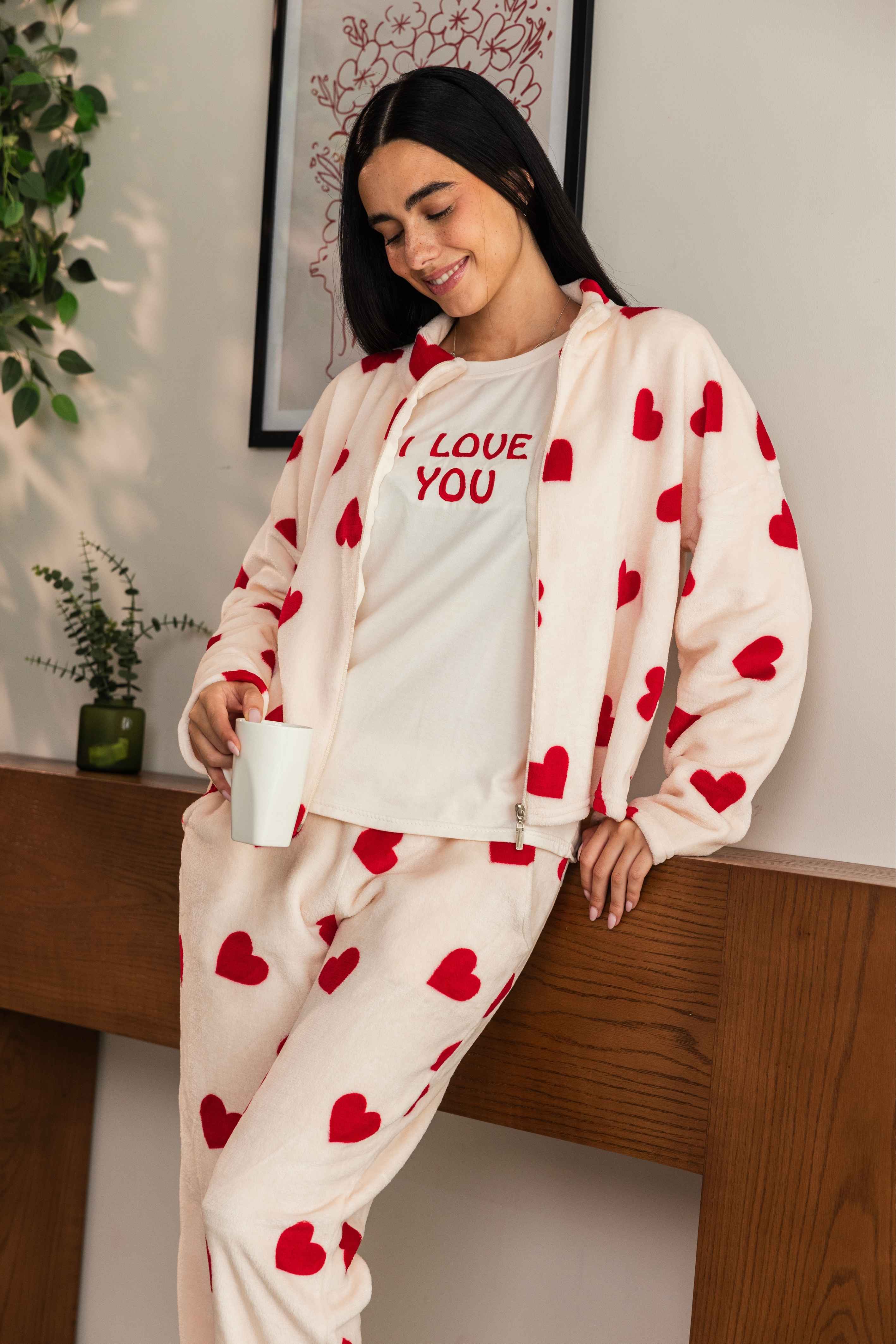 "Love You" 3Pcs Pajama Set
