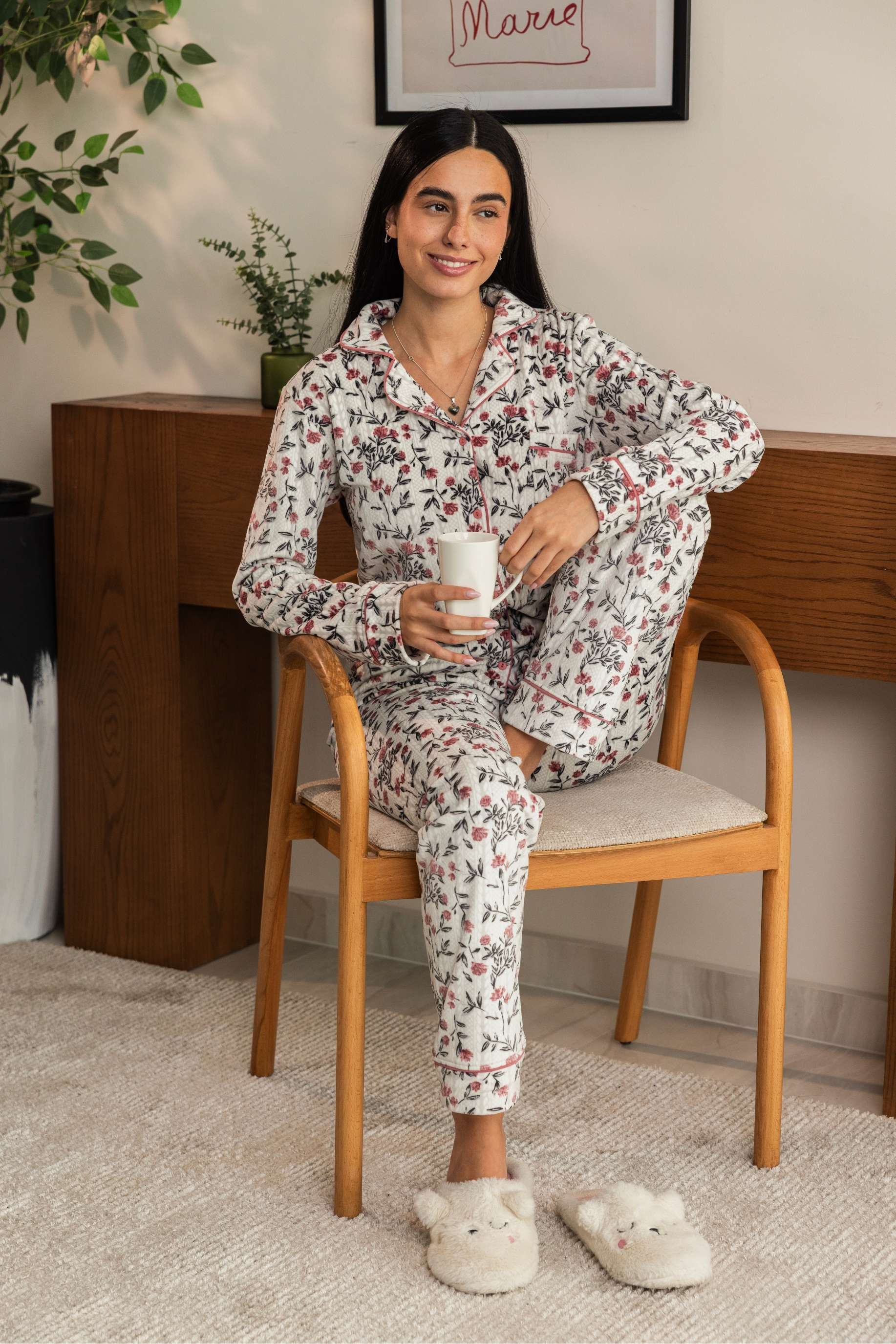 Floral Buttoned Pajama Set
