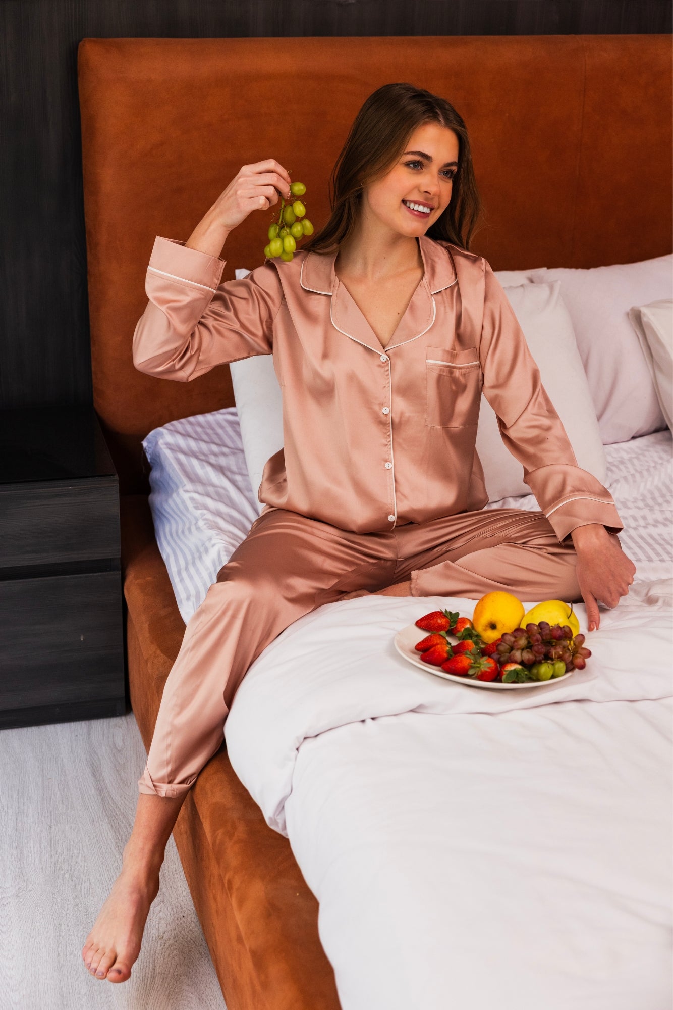 Blush Satin Pajama set