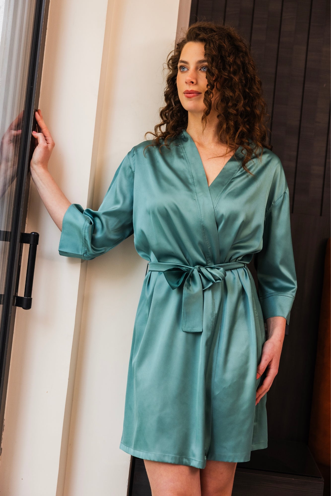 Mint Satin Robe