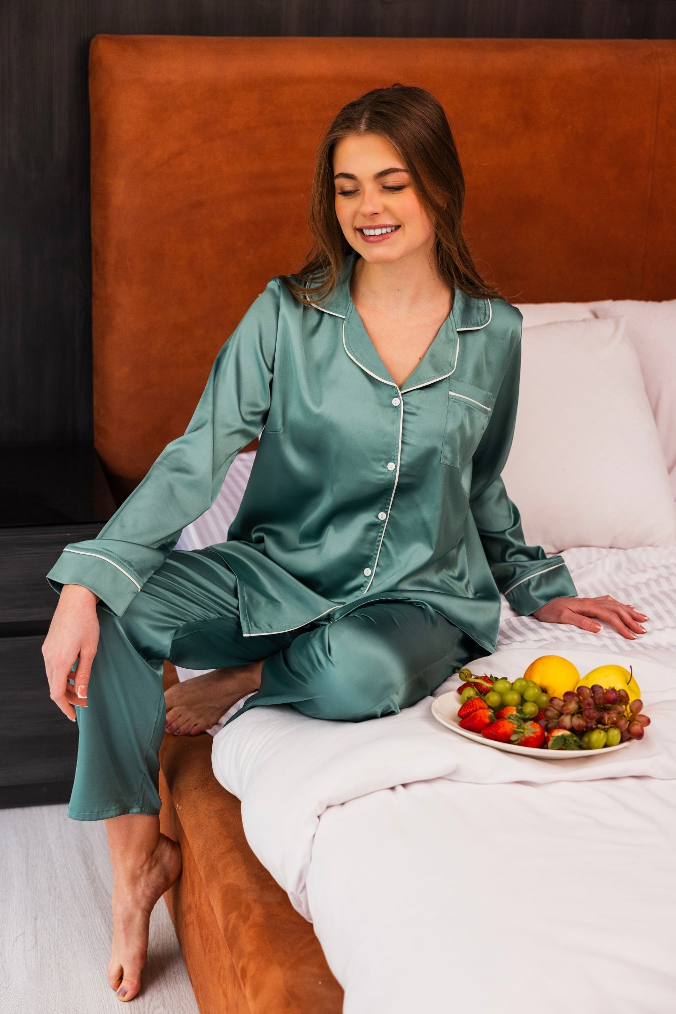 Mint Satin Pajama Set