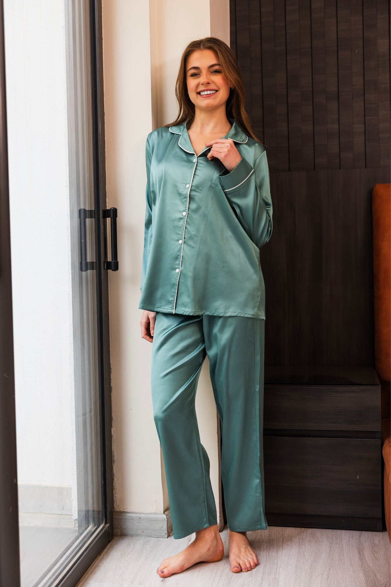 Mint Satin Pajama Set